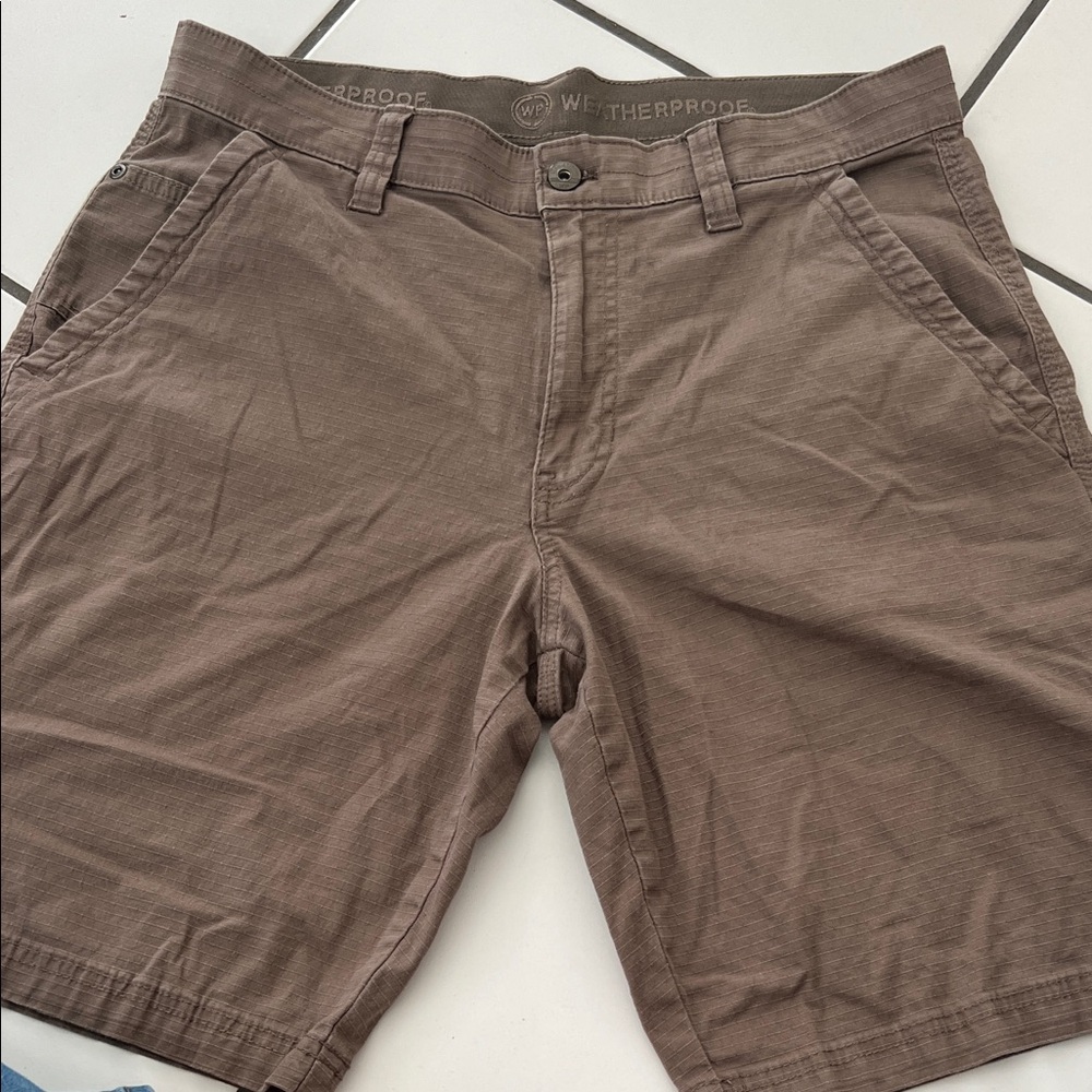 Weatherproof Men's Flat Front Cotton Shorts - Brown Taupe